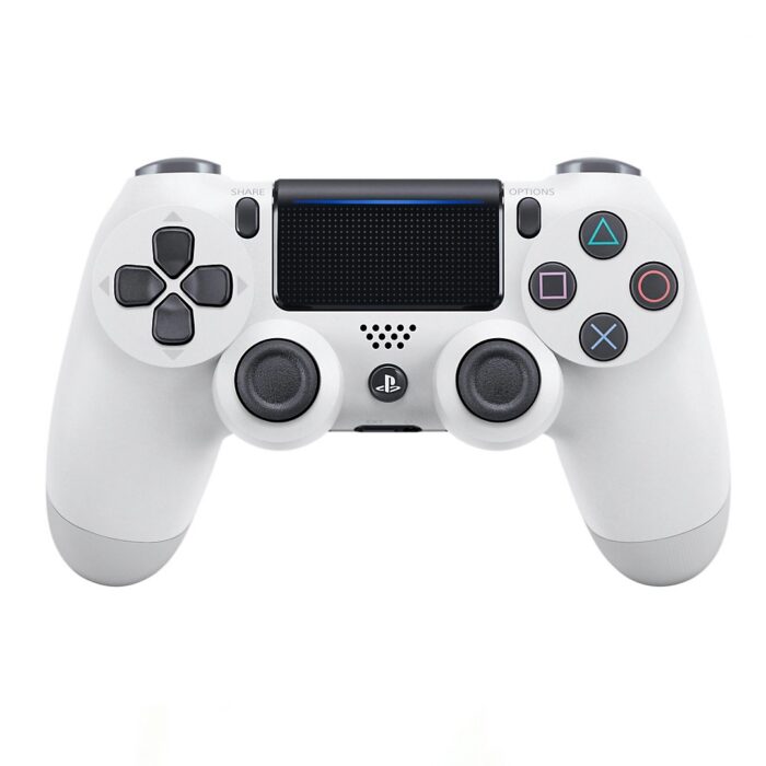 PlayStation 4 Wireless Controller with ergonomic design, touchpad, motion sensors, and built-in rechargeable battery for PS4 gaming.