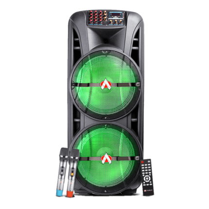 Audionic Mehfil MH-1515 Advance Speaker with Bluetooth, wireless mics, FM radio, and powerful sound for parties, karaoke, and live events.