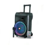 Audionic Mehfil MH-715 Portable Speaker with Bluetooth, wireless mic, karaoke, RGB lights, and 40W output for great sound.