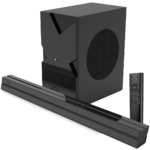 Audionic Prism 800 Soundbar with 6.5" subwoofer, Bluetooth V 5.0, surround sound, HDMI ARC, LED display, remote control, and multiple input options.
