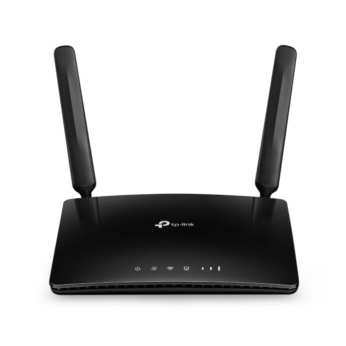 TP-Link TL-MR6400 300 Mbps Wireless N 4G LTE Router with detachable antennas, providing high-speed internet access for up to 32 devices.