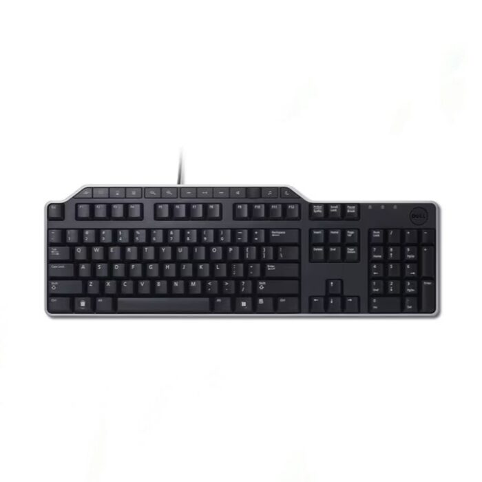 Dell Business Multimedia Keyboard - KB522 with USB connection, 104 keys, and LED indicators for Caps Lock, Num Lock, and Scroll Lock.