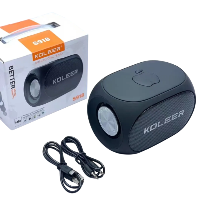 KOLEER S918 Portable Wireless Speaker with 10W power, 1200mAh battery, 5-6 hours playtime, and Bluetooth range up to 10M.