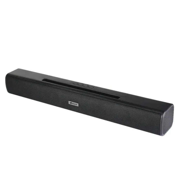 Kisonli LED-803 Soundbar 16W with Bluetooth, USB, TF, FM modes, 1800mAh battery, 10m wireless range, sleek black design for home use.