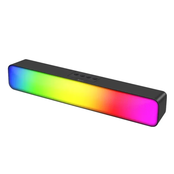 Kisonli LED-919 Soundbar RGB with Bluetooth 5.3, 10W output, 1200mAh battery, multiple play modes, and vibrant RGB lighting for home audio.