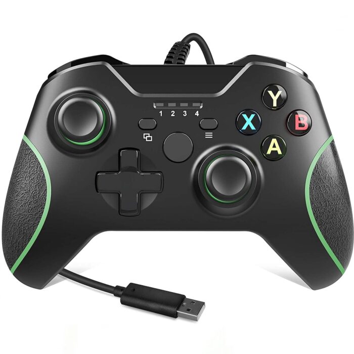 Xbox One Wired Controller with ergonomic design, responsive buttons, and wired connection for stable, lag-free gaming on Xbox One and PC.