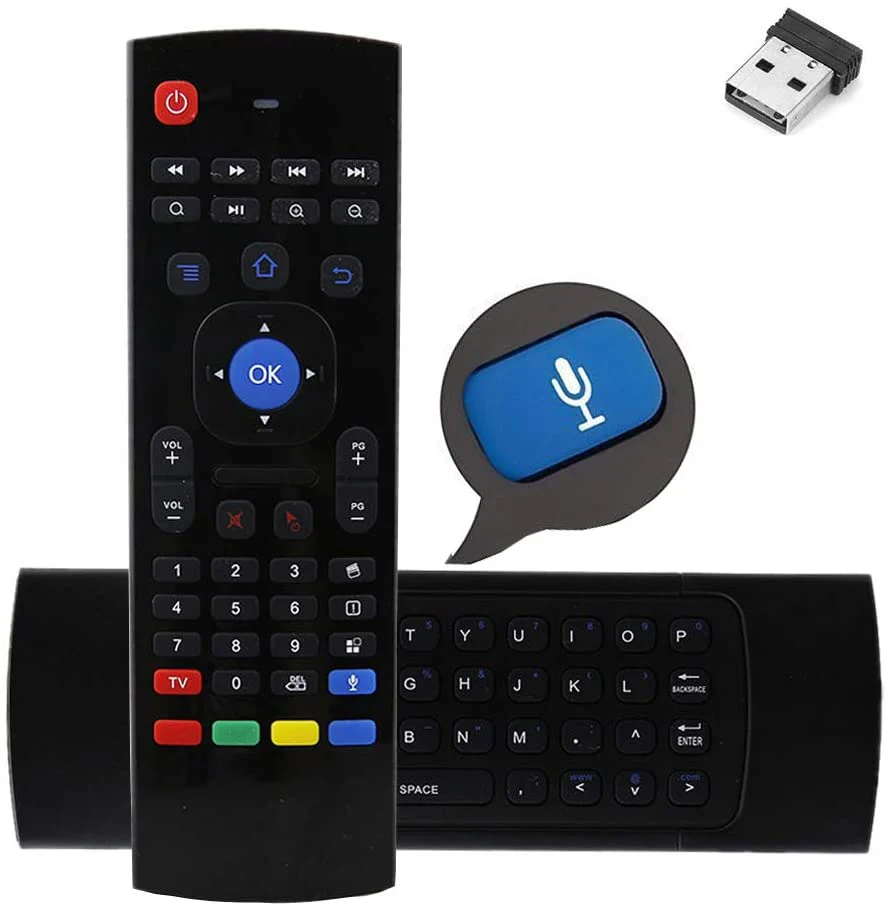 Télécommande MX3 Air Mouse - Clavier QWERTY, Commande Vocale, Gyroscope, Compatible Android TV, PC, Smart TV