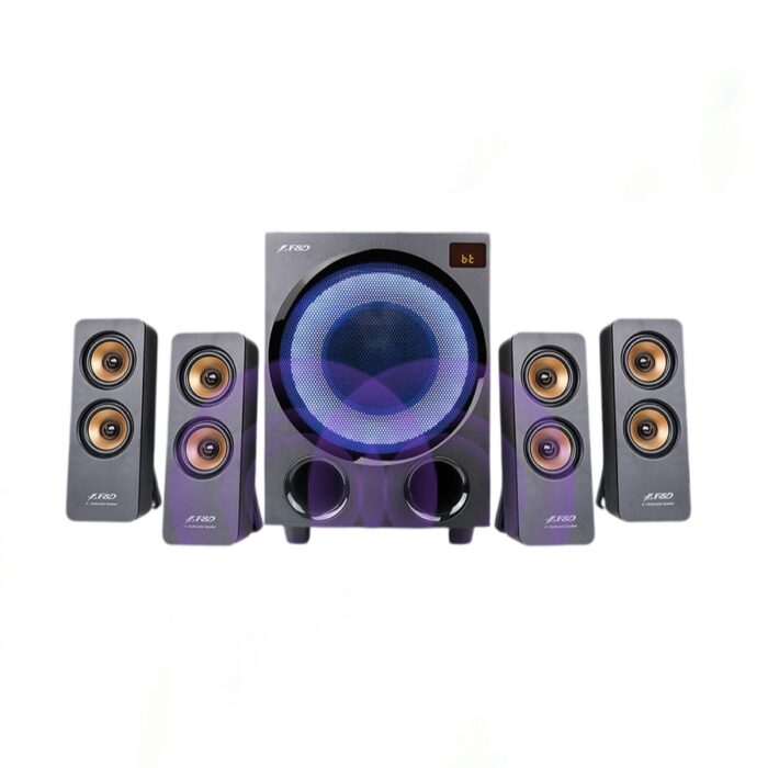 F&D F7700X 4.1 Bluetooth Multimedia Speaker with LED display, 80W output, FM radio, and Bluetooth 5.0 for powerful sound.