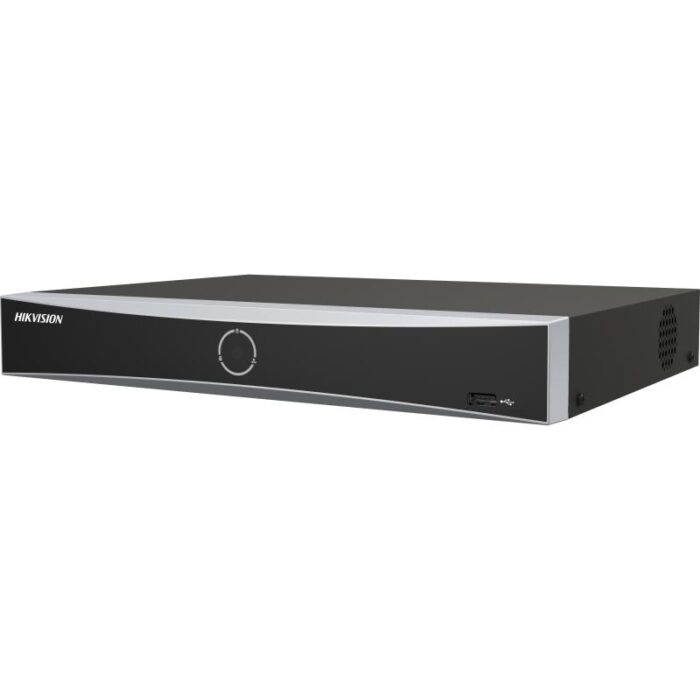 HIKVISION 16 Channel NVR (DS-7616NXI-K1) with advanced features like AI-powered facial recognition, perimeter protection, and 4K video output for security surveillance.