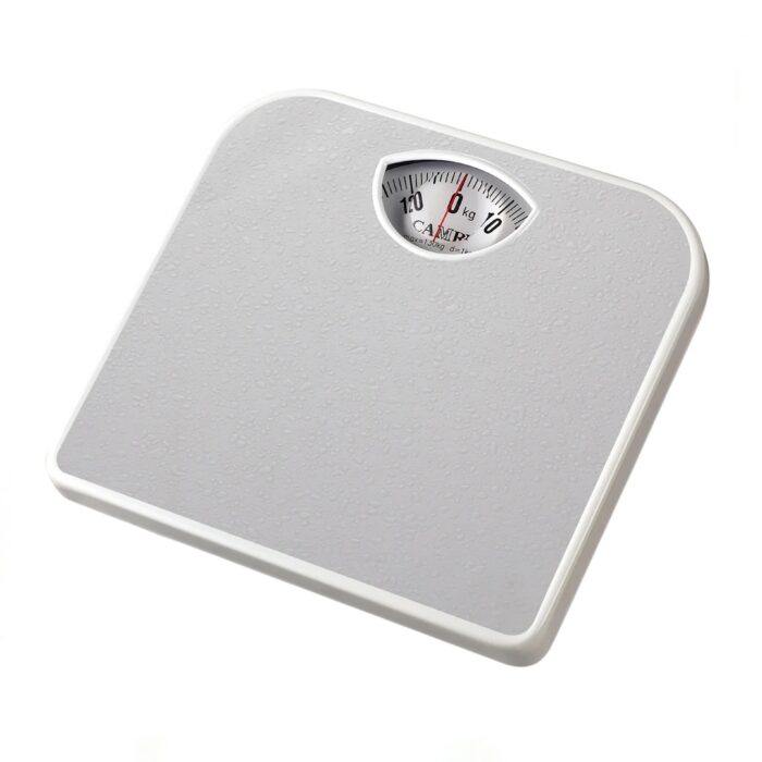 Analog Personal Scale with PVC-coated platform, magnifying lens, and precise measurements for accurate body weight tracking at home.