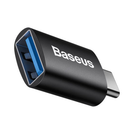 Baseus Type-C to USB-A OTG adapter for fast data transfer, connecting Type-C devices to USB peripherals like flash drives, keyboards, and mice.