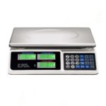 Digital Price Computing Scale with dual LCD display, waterproof stainless steel platform, and high precision for accurate weight and price measurements.