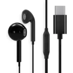 FASTER F6T Type-C Handsfree earphones with 14.8mm driver, in-line mic, ergonomic design, and Type-C connector for clear sound and calls.