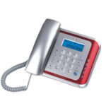 GAOXINQI HCD399(122)P/TSDL Corded Phone with LCD display, call logging, hands-free operation, 24 ringtones, redial function, and silver-red color design.