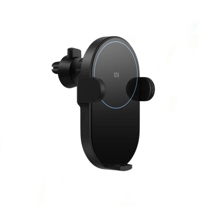 Mi 20W Wireless Car Charger with automatic clamping, fast 20W charging, and sleek design for seamless in-car charging of Qi-enabled devices.