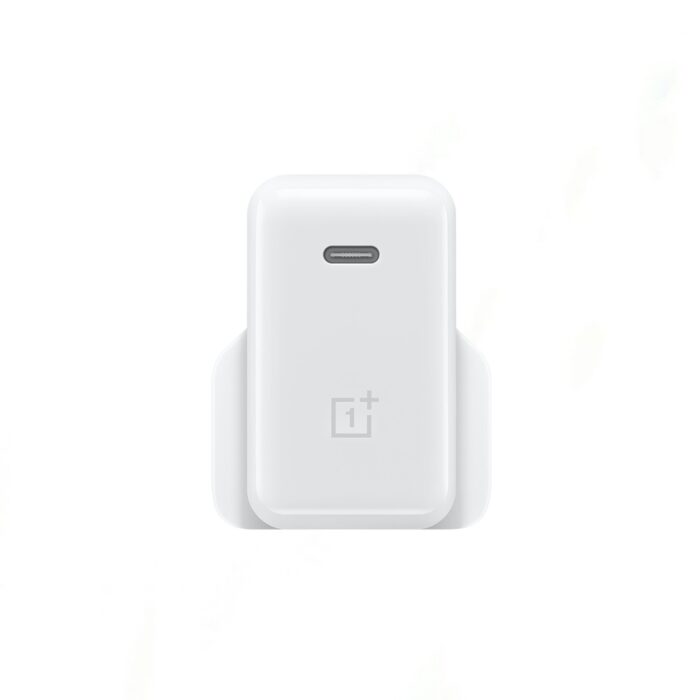 OnePlus 65W Warp Adapter for fast and efficient charging, designed for OnePlus devices like the 8T, 9, and more. USB-C port, sleek white design.