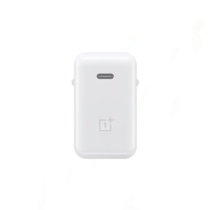 OnePlus 65W Warp Adapter for fast and efficient charging, designed for OnePlus devices like the 8T, 9, and more. USB-C port, sleek white design.