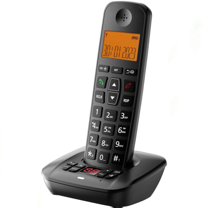 Panasonic D1007 Cordless Telephone with hands-free speakerphone, Caller ID, expandable handsets, and answering machine for home or office use.