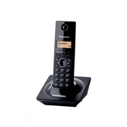 Panasonic KX-TG1711 cordless phone with amber backlit display, caller ID, voicemail, noise reduction, and handset locator. Ideal for home and office use.