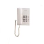 Panasonic KX-TS500MX Corded Phone with electric volume control, redial memory, adjustable ringer, and wall-mountable design for home or office use.