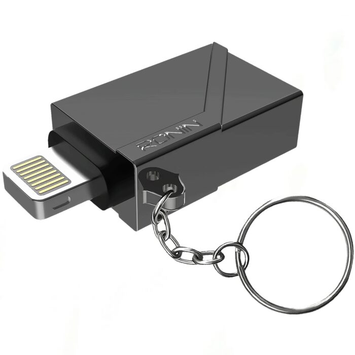 Ronin R-3000 OTG Connector for iPhone with high-speed data transfer, durable metallic body, and seamless compatibility with iOS devices and peripherals.
