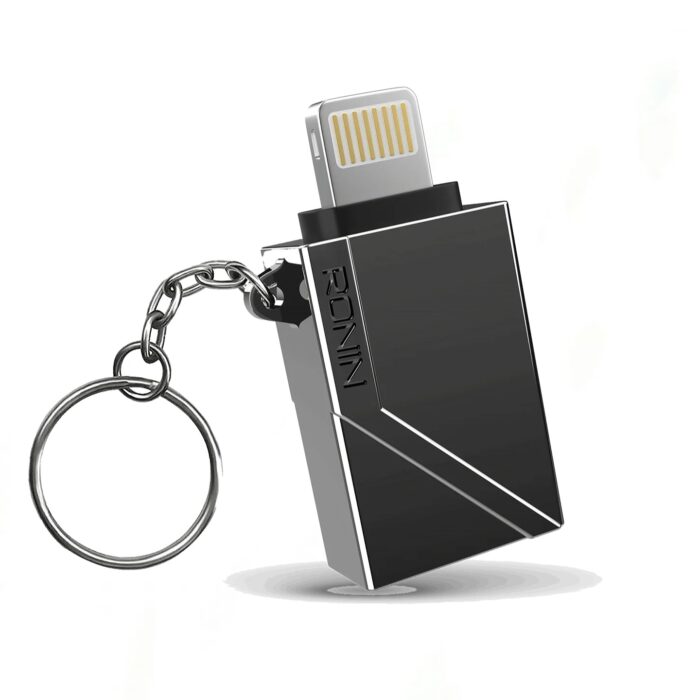 Ronin R-3000 OTG Connector for iPhone with high-speed data transfer, durable metallic body, and seamless compatibility with iOS devices and peripherals.