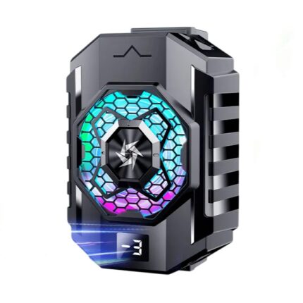 SL-31 Mobile Cooling Fan with TEC cooling technology, LED temperature display, RGB lighting, and silent operation, designed to prevent phone overheating during use.