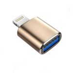 USB to Lightning OTG cable for connecting iPhone or iPad to USB devices like flash drives, keyboards, and mice for file transfer and peripheral use.