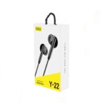 YOLO Y-22 Aux Handsfree wired stereo earphones with 10mm driver, 120cm cable, and AUX compatibility for clear, high-quality sound and comfortable listening.