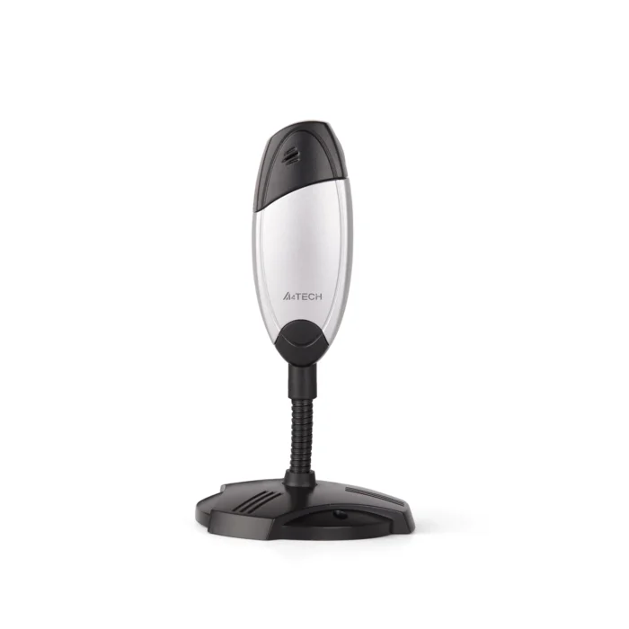 A4Tech PK-635G webcam with 480P resolution, 360-degree rotation, built-in mic, and anti-glare lens for clear video calls and online communication.