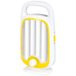 DP-7128 Portable Rechargeable LED Light with 5000K SMD LEDs, 2800mAh battery, and solar port for camping or emergencies.