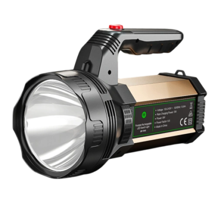 DP-7313 Rechargeable LED Search Light with evenly distributed focus, 8W power, and aluminum body for outdoor and emergency use.