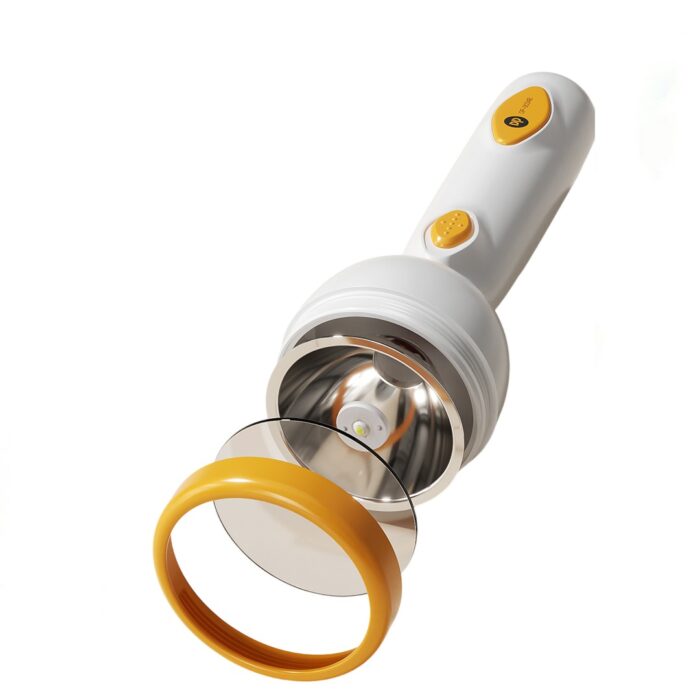 DP-9034B LED Portable Rechargeable Torch with evenly distributed focus, 3W LED, and soft/strong light modes for versatile use.