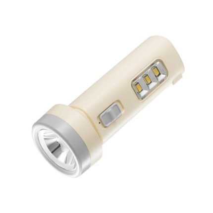 DP-9162 LED Rechargeable Torch with evenly distributed focus, 3W LED flashlight, and 0.6W emergency side light for versatile use.