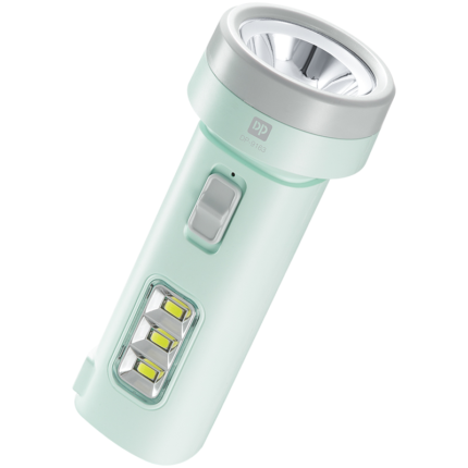 DP-9162 LED Rechargeable Torch with evenly distributed focus, 3W LED flashlight, and 0.6W emergency side light for versatile use.
