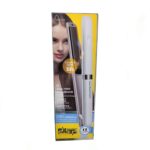 DSP Tourmaline Aluminum Curved Plate Straightener (10223) packaging with 230°C digital display and curved plates, ideal for straightening and curling all hair types.