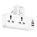 LDNIO SC2311 Power Extension with 2 outlets, 3 USB ports (PD, QC3.0), night lamp, and fire-proof design for fast charging.