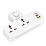 LDNIO SC2311 Power Extension with 2 outlets, 3 USB ports (PD, QC3.0), night lamp, and fire-proof design for fast charging.