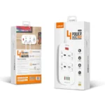 LDNIO SC4407 Power Extension Lead with 4 universal outlets and 4 USB ports, including QC3.0, in a white fireproof design.