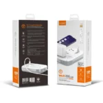 LDNIO SCW3451 Wi-Fi Smart Power Strip with 3 outlets and 4 USB ports in white and grey, featuring Wi-Fi control and fireproof design.