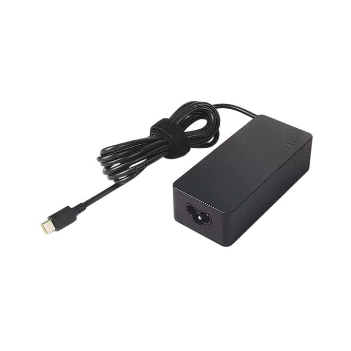 Lenovo 45W USB-C Adapter Lenovo 45W USB-C Adapter in black at Goma Sons Electronics, perfect for fast charging Lenovo laptops with USB-C PD technology.