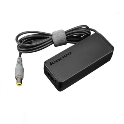 Lenovo 65W Big Pin Adapter in black, front view, for Lenovo laptops at Goma Sons Electronics