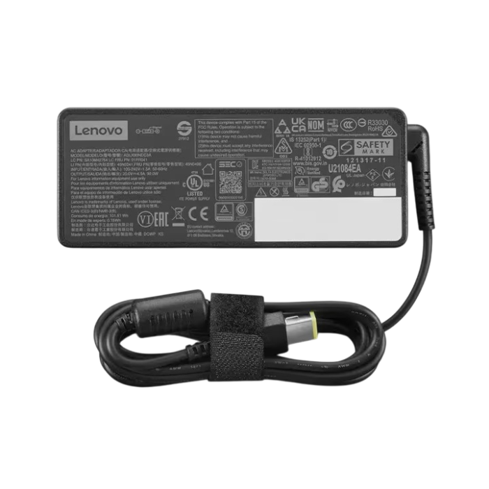 Back view of Lenovo 90W Slim Tip Adapter with 1.6m cable from Goma Sons Electronics Pakistan