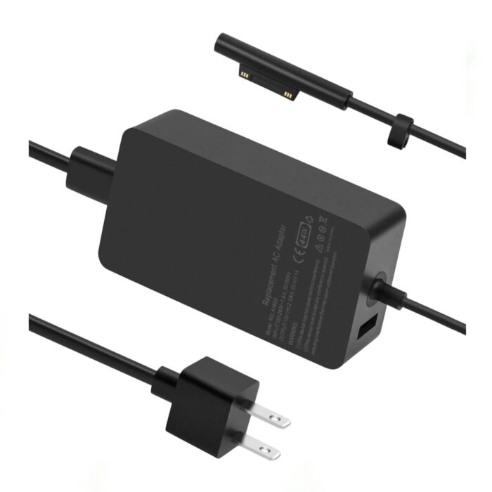 Microsoft Surface Pro 44W Power Supply for fast charging, compatible with Surface Pro, Surface Laptop, and other Surface devices.