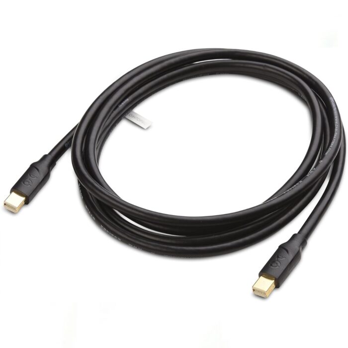 Mini DisplayPort Cable - Male to Male, supports 4K at 60Hz, gold-plated connectors, ideal for laptops, desktops, monitors, projectors.