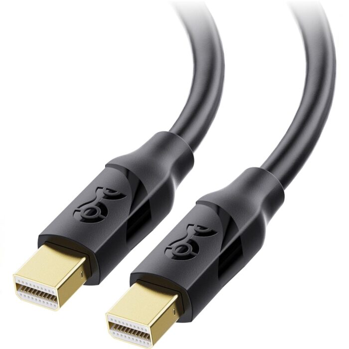 Mini DisplayPort Cable - Male to Male, supports 4K at 60Hz, gold-plated connectors, ideal for laptops, desktops, monitors, projectors.