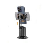 P05 Auto Face Tracking Desktop Gimbal on a desk, tracking a smartphone for video recording—compact and lightweight design.