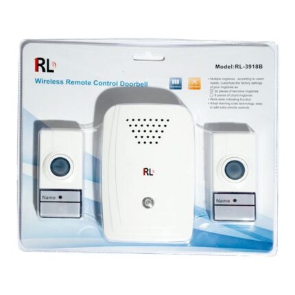 RL-3918B Wireless Remote Control Doorbell with water-resistant button and 16 tones for easy plug-in home use.