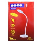 SOGO JPN-1300 LED study lamp with evenly distributed focus on a desk, offering warm and daylight settings.