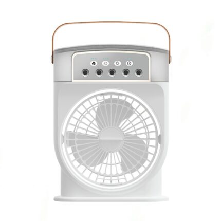 SOGO JPN-416 Rechargeable Mist Cold Fan on a table, with 3-speed fan and mist settings, powered by USB Type-C charging.